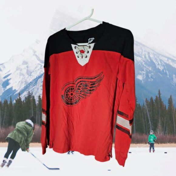 Kids Detroit Red Wings Long Sleeve shirt Size M 10/12 (X12) - Picture 1 of 3